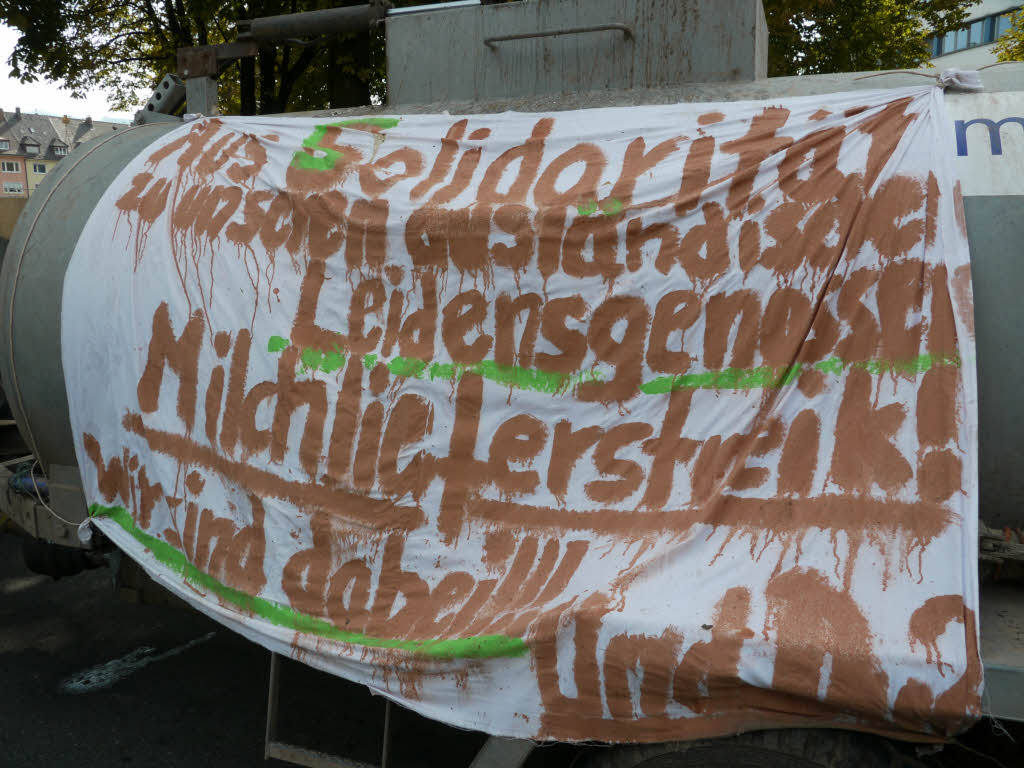 Protest gegen Milchpreise.