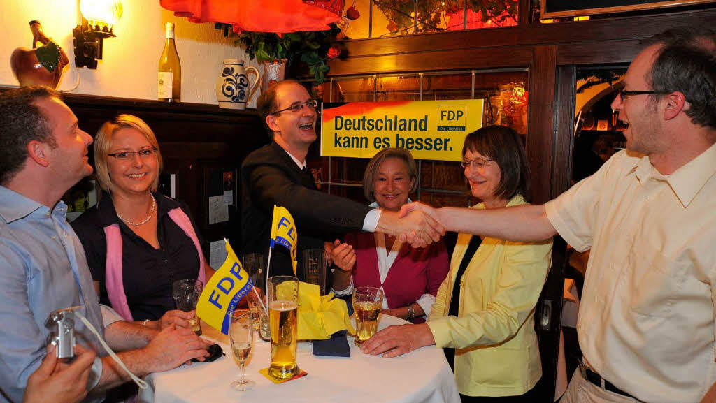 Sascha Fiek bei der Wahlparty seiner FDP.