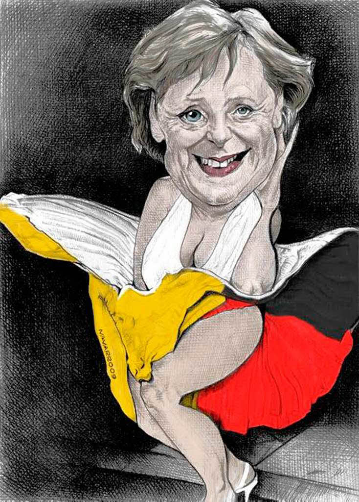 Merkel lsst auf der der CDU-Wahlparty die Puppen tanzen.