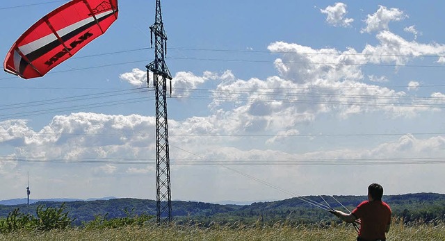 Das ist keine Drache, sondern ein Kiti...r Hochspannung muss er  fern bleiben.   | Foto: Heinz Vollmar