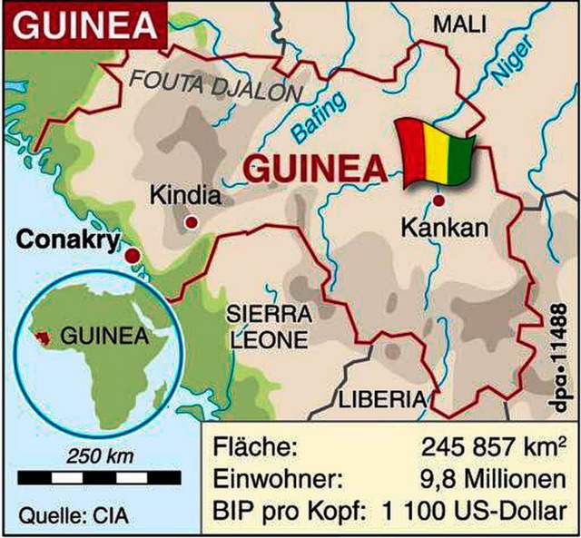 Guinea liegt in Westafrika  | Foto: dpa-infografik