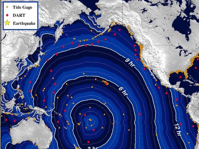 Grafik: Der Tsunami breitet sich rasend schnell ber das Meer aus.  | Foto: AFP