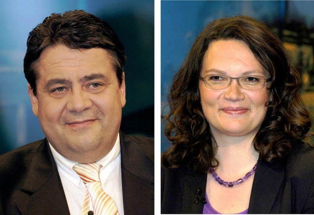 Die designierte Fhrungsspitze der SPD: Sigmar Gabriel und Andrea Nahles.  | Foto: ZB