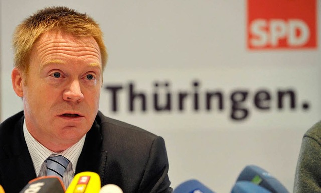 SPD-Chef Christoph Matschie  erklrt b...in Thringen lieber mit der CDU  will.  | Foto: dpa