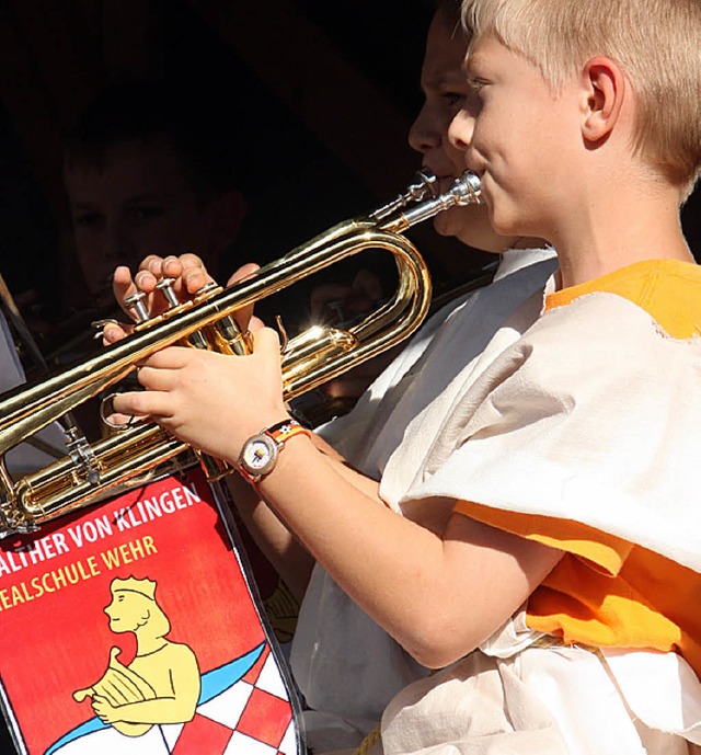 Das neue Logo der Schule durfte nirgends fehlen.  | Foto: Jrn Kerckhoff