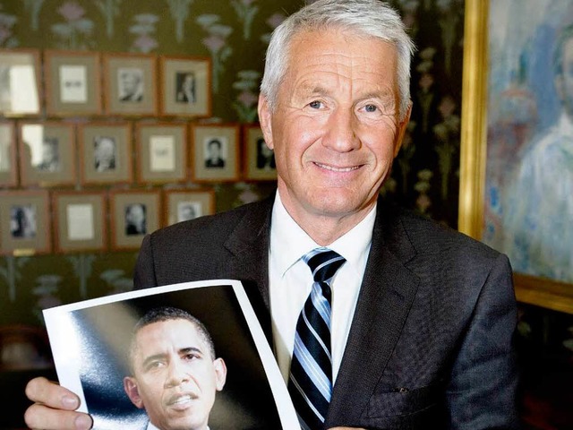 Der Vorsitzende des Nobelpreiskomitees...ch heftigem Streit auf Obama geeinigt.  | Foto: dpa