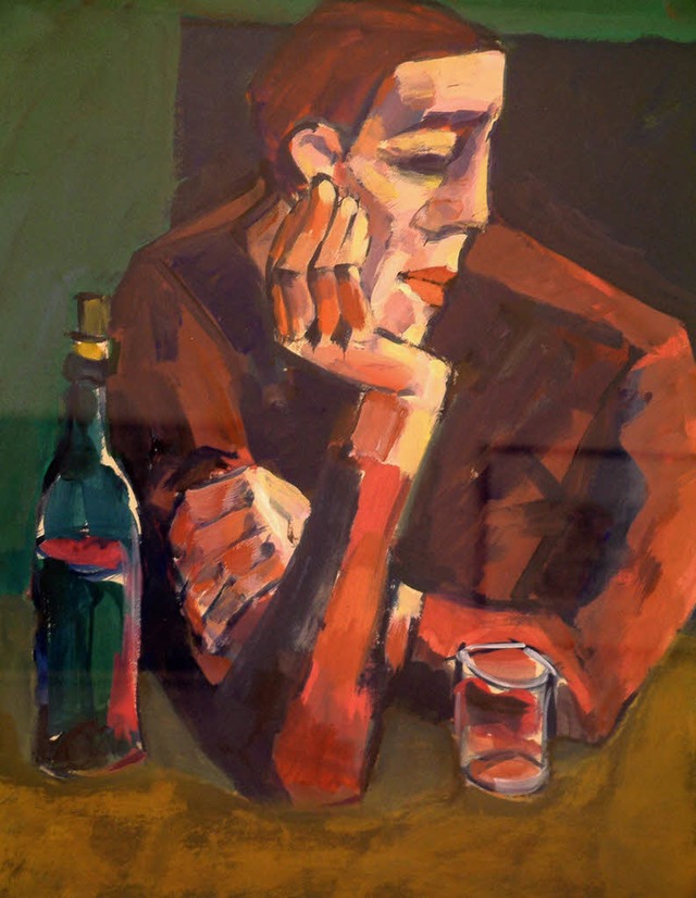 &#8222;Mann mit Flasche&#8220; aus der...ellung im Ibenthaler-Haus in Lrrach.   | Foto: Roswitha Frey