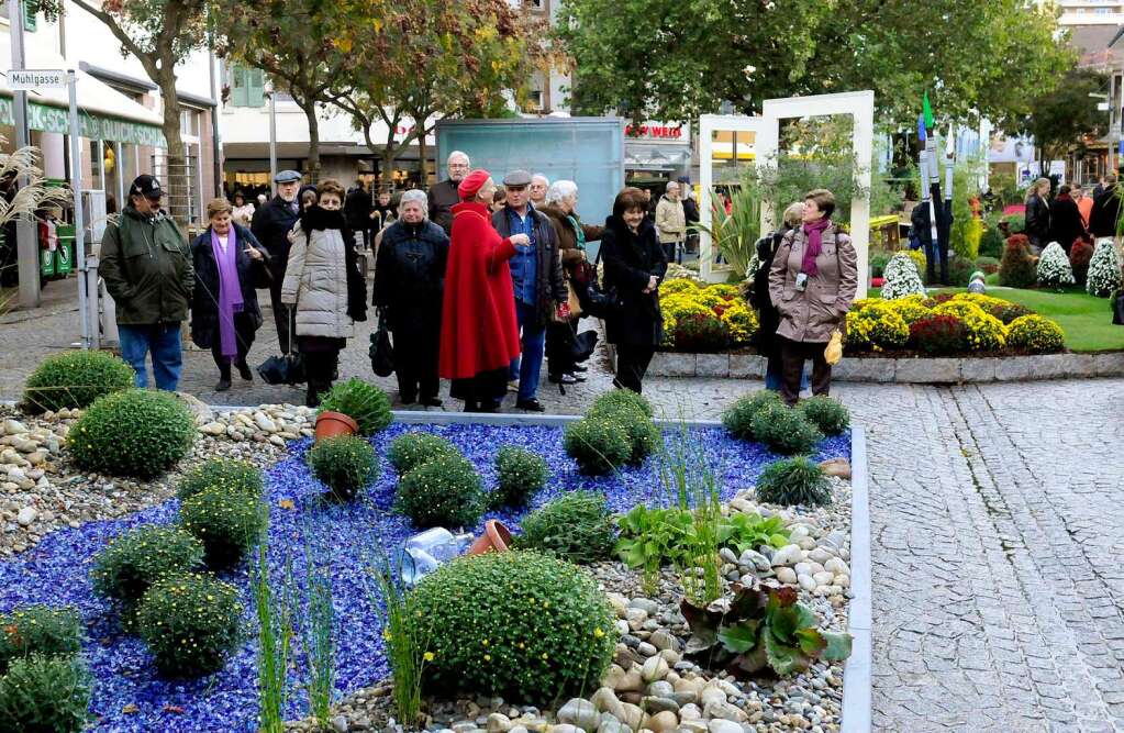 Die Chrysanthema am Erffnungstag: Bltenmeer auf dem Schlossplatz