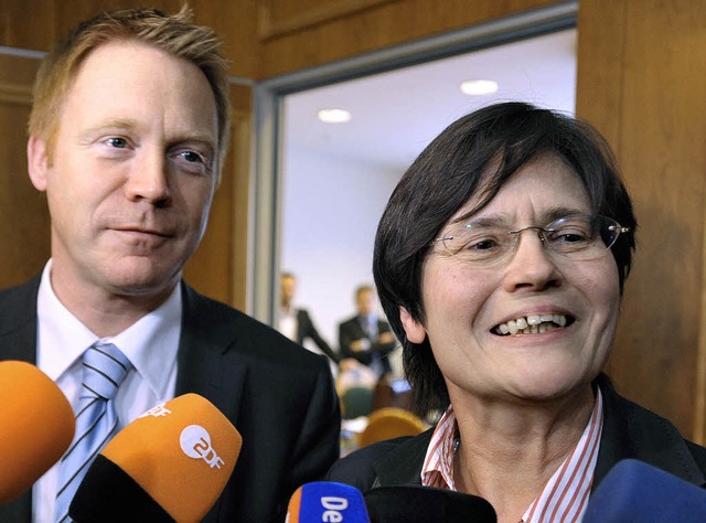 Wollen Partner auf Augenhhe sein: Chr...ht (CDU) und Christoph Matschie (SPD).  | Foto: dpa