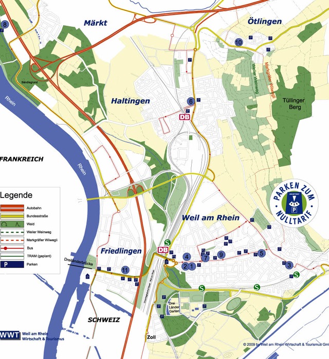 Ein Stadtplan mit den ausstellenden Ge...warenmesse nach Weil am Rhein locken.   | Foto: bz