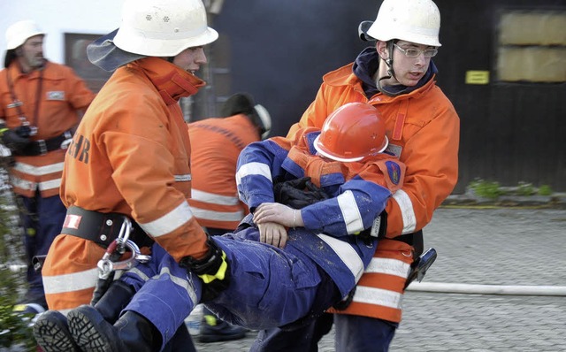 Die Rettung von sieben Opfern stand im... Abteilungen Bettmaringen und Wangen.   | Foto: Dietmar Noeske