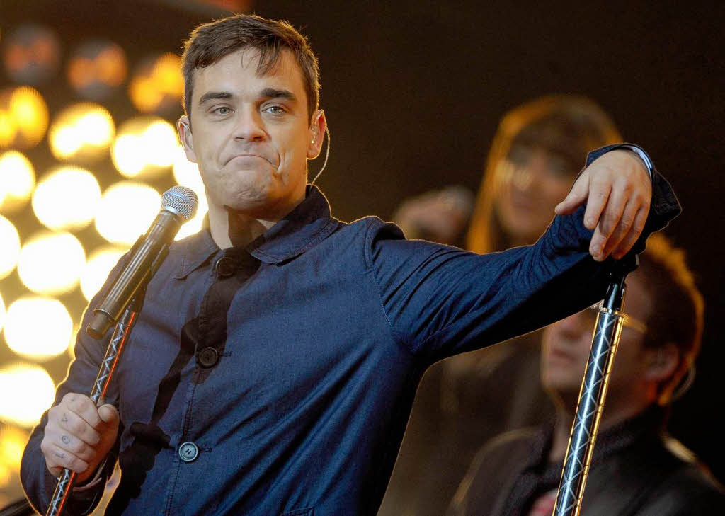 Robbie Williams bei seinem Gratiskonzert in Berlin