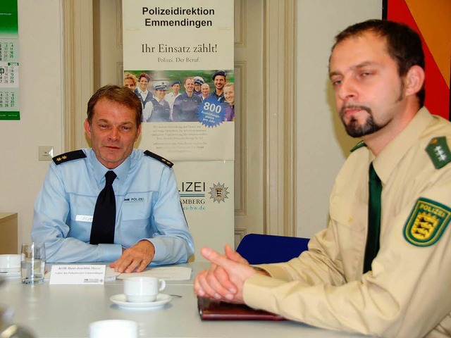 Revierchef Hans-Joachim Meyer und Pressesprecher Rocco Braccio.  | Foto: Gerhard Walser