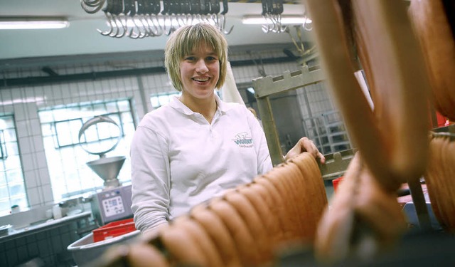 Als frisch gebackene Metzgermeisterin ...lterlichen Betrieb in Oberschopfheim.   | Foto: Christoph Breithaupt