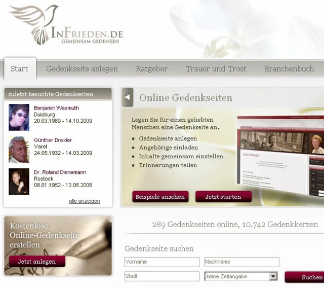 Gedenkportal InFrieden.de  | Foto: Screenshot:BZ