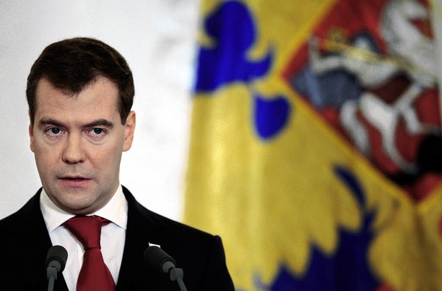 Prsident Medwedew richtete sich am Do...  einer Rede an die russische Nation.   | Foto: AFP