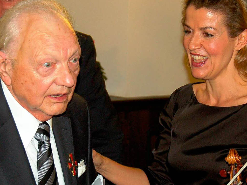 Kunstpfarrer Paul Grb erhlt das Bundesverdienstkreuz Erster Klasse mit Spezialgast Anne-Sophie Mutter