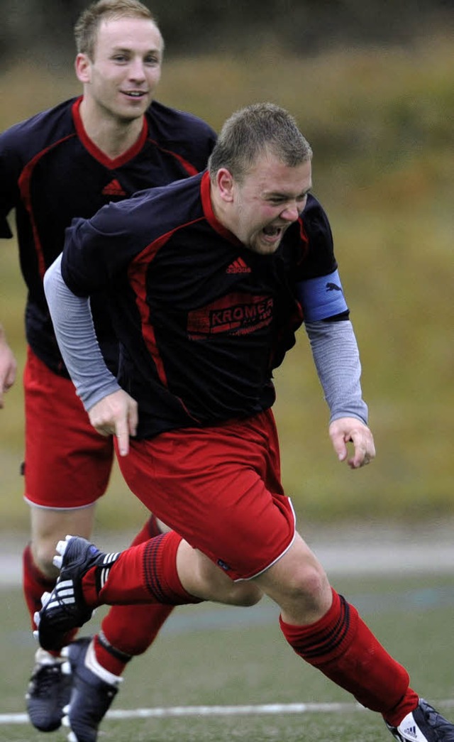 Bonndorfer Jubel: Christian Kirchsteig...h ber seinen Treffer zur 3:2-Fhrung.  | Foto: Seeger