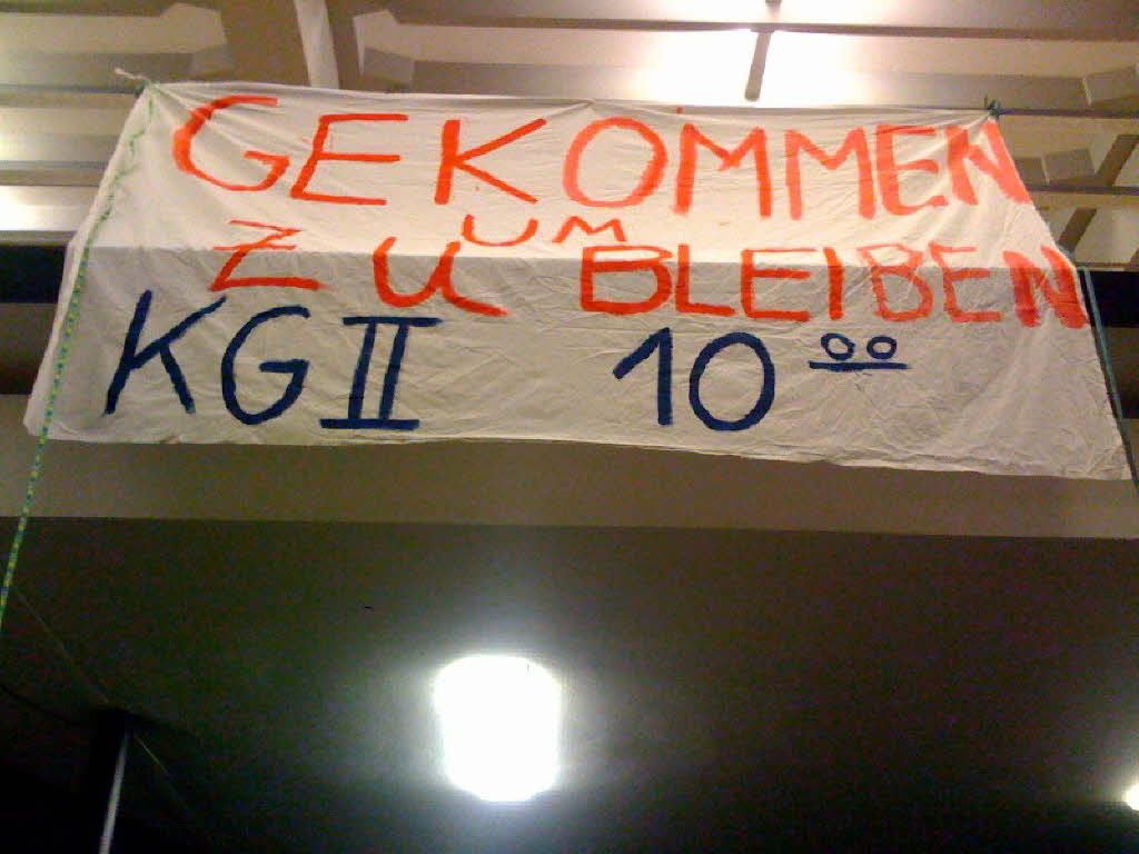 "Gekommen um zu bleiben":  Der beliebte Slogan der Band Wir sind Helden kommt auch bei der Besetzung der Freiburger Uni zum Einsatz.