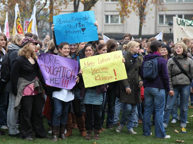 Grodemonstration an der Uni Freiburg.  | Foto: Dominic Rock
