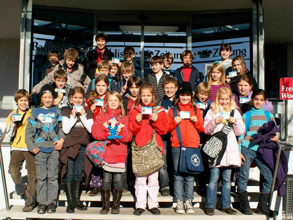 Die Klasse 4 der Schauinslandschule Freiburg mit ihrer Lehrerin Frau Stockhausen