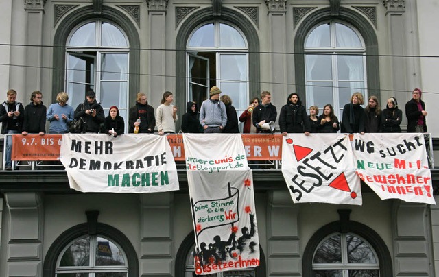 Studenten hielten am Dienstag das Rektorat der Leipziger Universitt besetzt.   | Foto: dpa