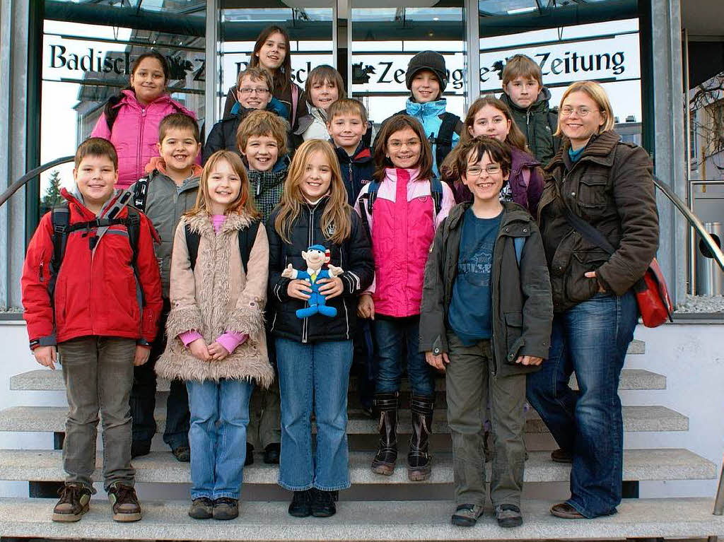 Die Klasse 4a der Grundschule Oberschopfheim mit ihrer Lehrerin Frau Roth
