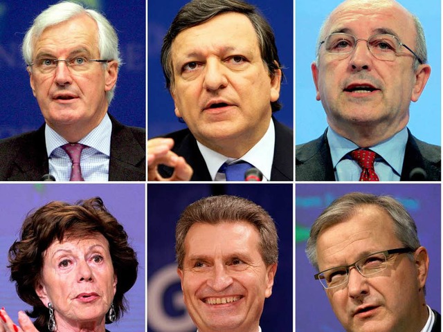 In Amt und Wrden bei der EU: Michel B...und den Finnen Olli Rehn (unten, l-r).  | Foto: dpa