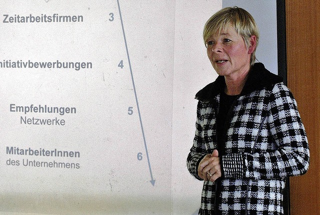 Beate Schramm gab Tipps fr die Bewerbung.   | Foto: Christine  Speckner