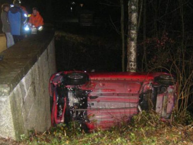 Auf der Landesstrae bei Oberried kam eine Autofahrerin von der Fahrbahn ab.  | Foto: Polizei