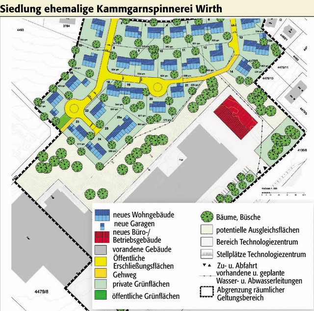 Eine Einfamilienhaussiedlung soll bei ...lage zum modernen Gewerbepark werden.   | Foto: Stadt Donaueschingen