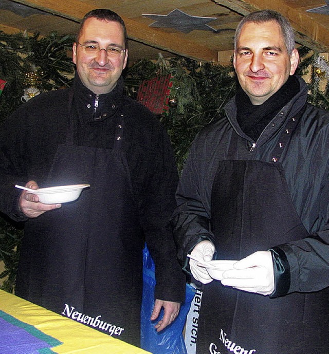 Verkaufen Suppe  fr   guten Zweck:  Frank und Peter Zipper   | Foto: Bode