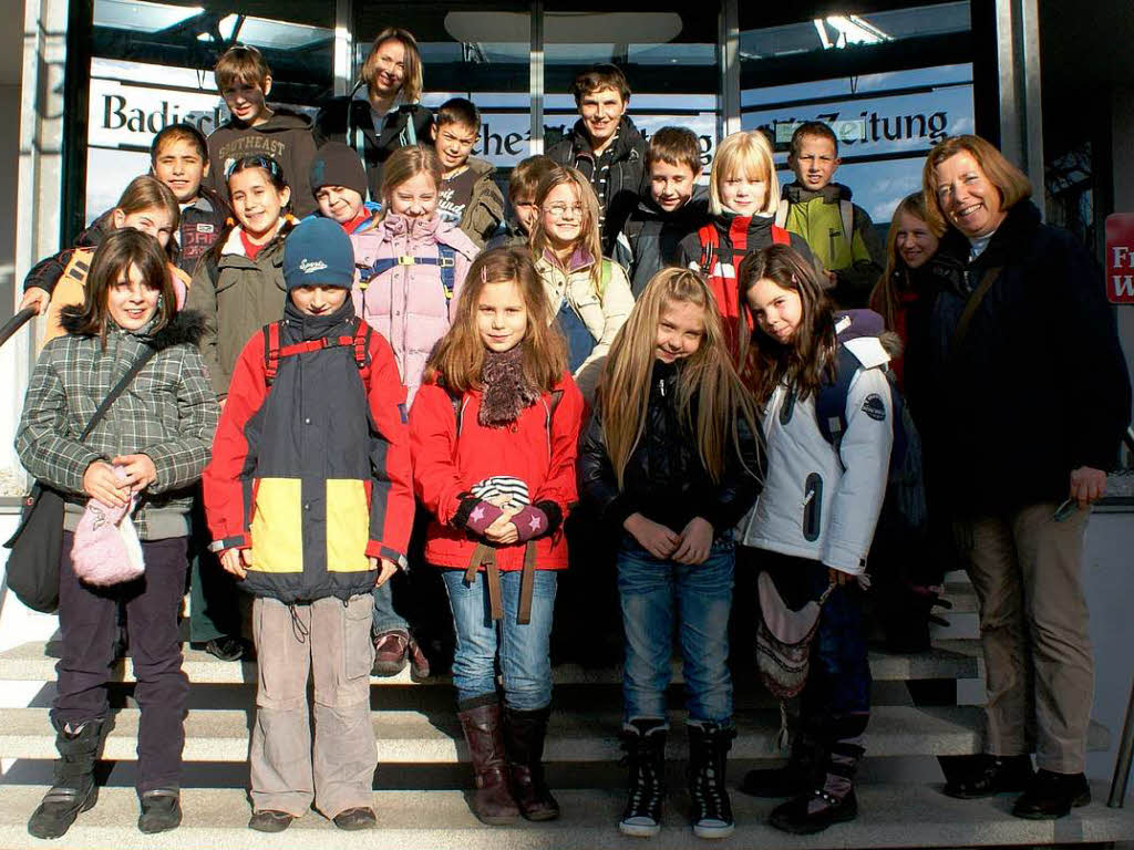 Die Klasse 4a der Astrid-Lindgren-Grundschule mit ihrer Lehrerin Frau Walter