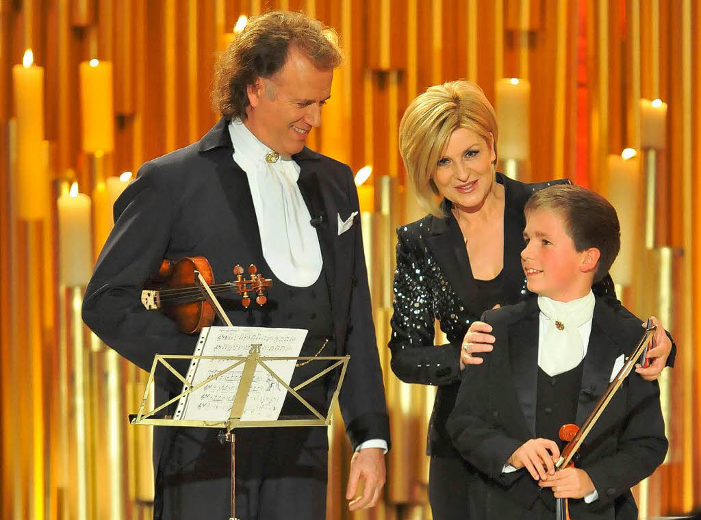 Mit dabei: Der niederlndische Violinist Andre Rieu (l) und der Nachwuchsgeiger Andre