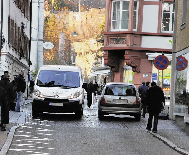 Bei Gegenverkehr kann es eng werden: B...mthausstrae Richtung Fugngerzone.    | Foto: Gerard