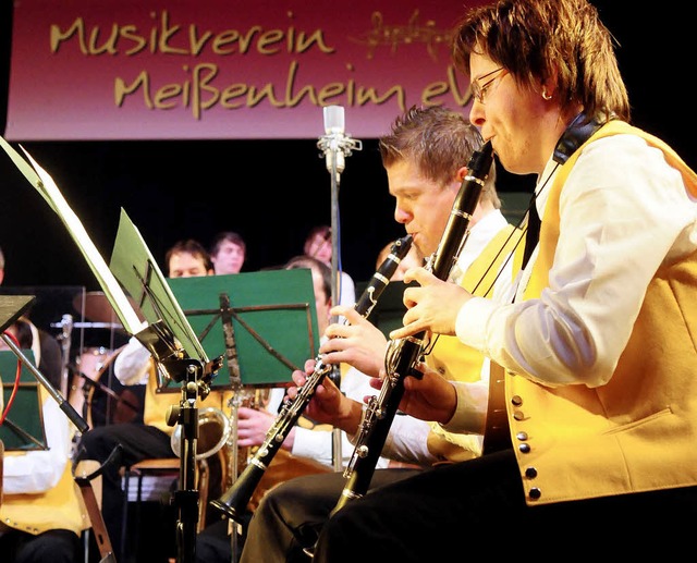 Konzentriert  beim Einsatz: das Meienheimer Orchester  in der Festhalle.   | Foto: Wolfgang Knstle