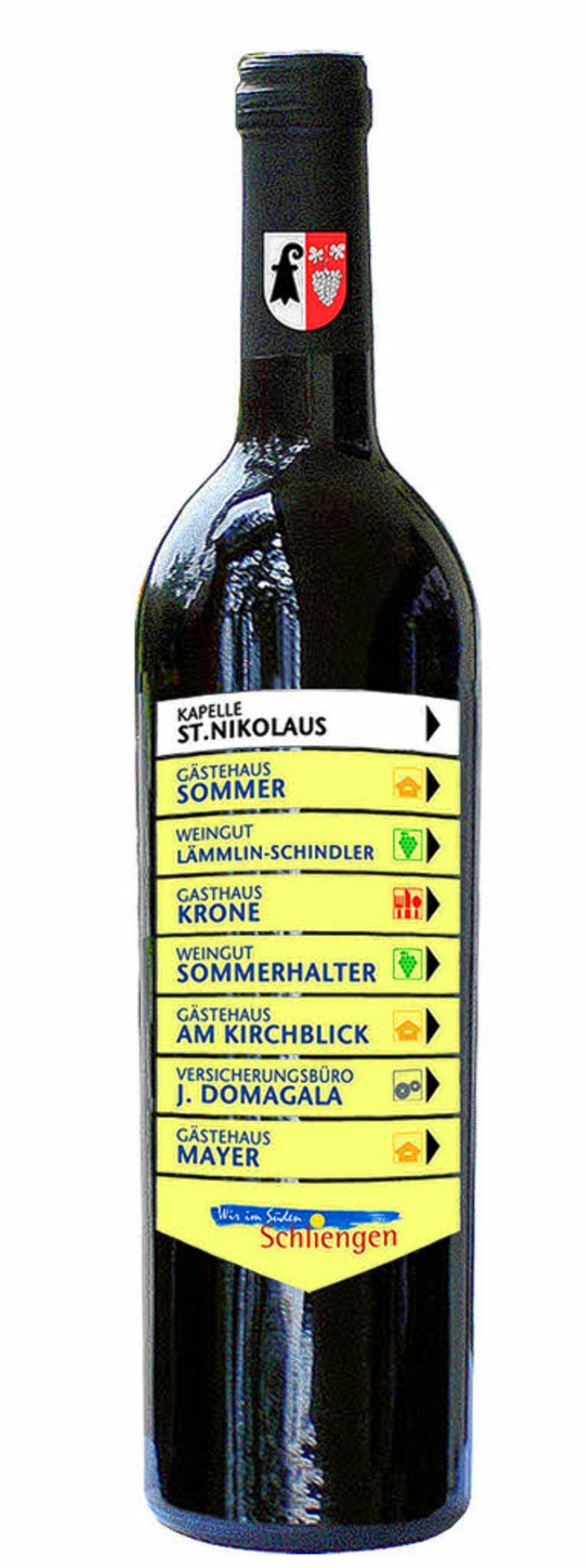Weinflaschen als Wegweiser: Der Gemein...erkehrsleitsystems in Auftrag geben.    | Foto: Privat