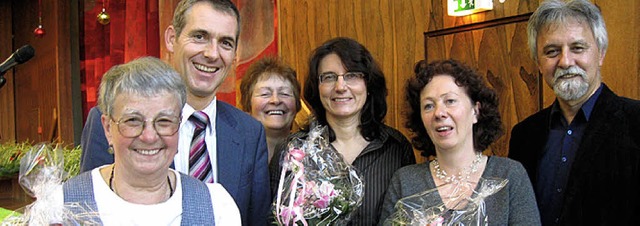 Anita Hrtsch,  Jrg Lutz, Brigitte He...icza (von links) beim Altennachmittag   | Foto: Bhler-Mller