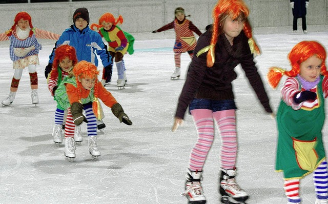 Nicht nur im Pippi-Langstrumpf-Kostm ...-Eleven des Rheinfelder Eislaufclubs.   | Foto: Bernhard Birlin