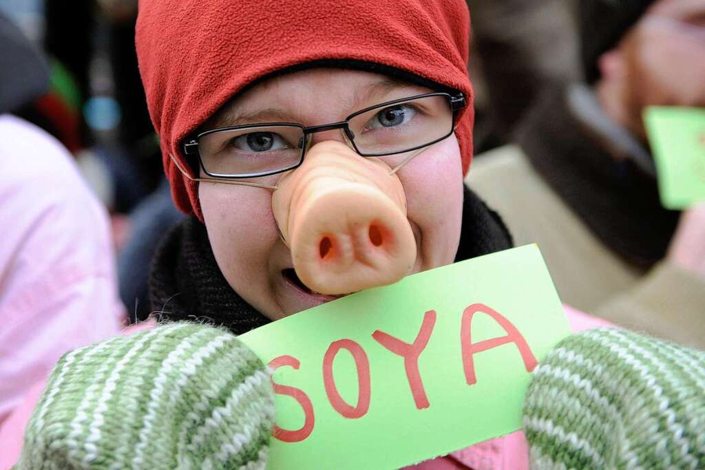 Protest gegen Nahrungsmittelkonzerne.