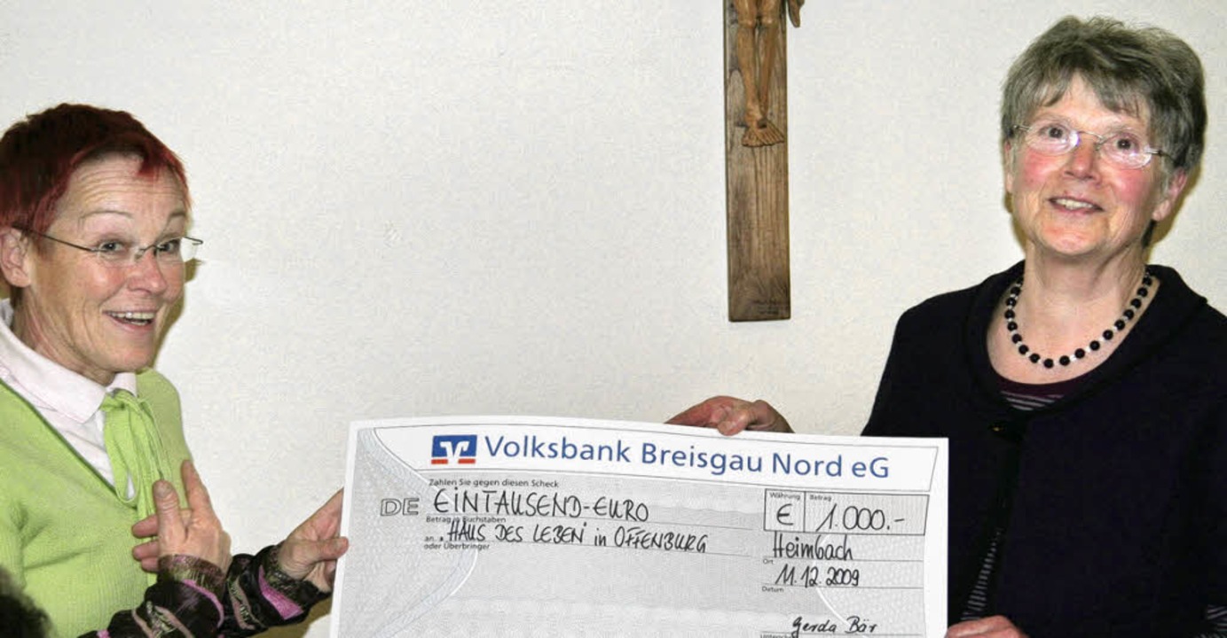 1000 Euro spendete der Frauenbund Heim...bens&#8220; in Offenburg-Rammersweier.  | Foto: privat