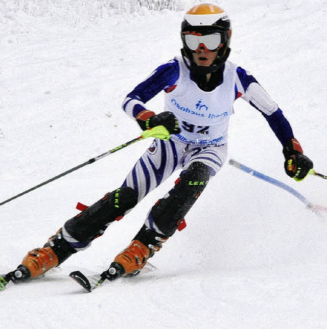 Tobias Baur von der SZ Bernau gewann den Slalom und den Riesenslalom der S 12.   | Foto: Gudrun Hauck