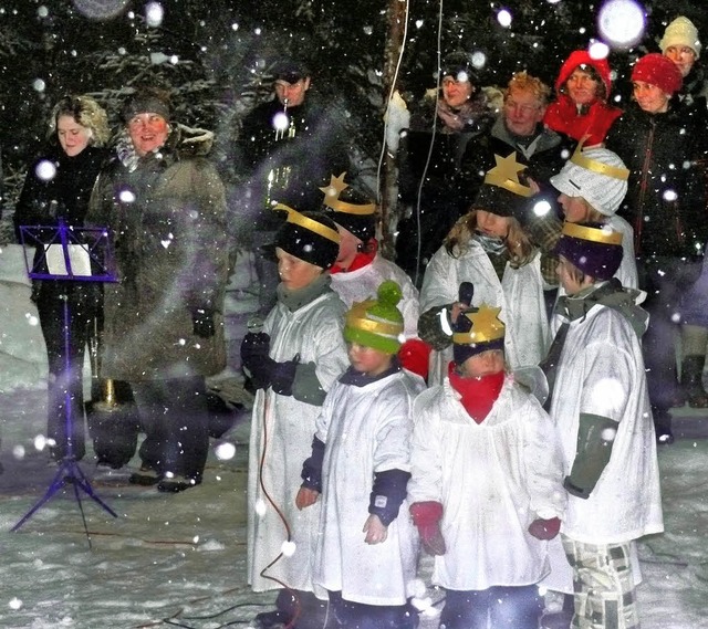 Krippenspiel im Schneegestber bei der...ihnacht der Faulenfrster Bollimnkl.   | Foto: ute aschendorf