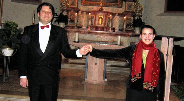 Natalija und Dominik Hormuth nahmen de...s der Konzertbesucher gerne entgegen.   | Foto: Otto Selb