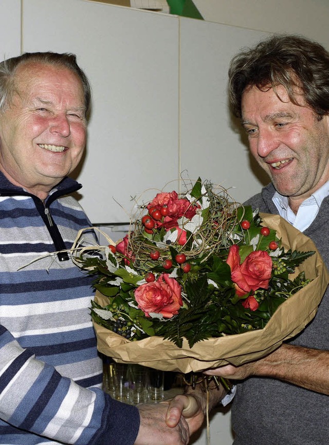 Heinz Obrecht (links)  arbeitete mit R...tens zusammen, wofr  der ihm dankte.   | Foto: Merstetter