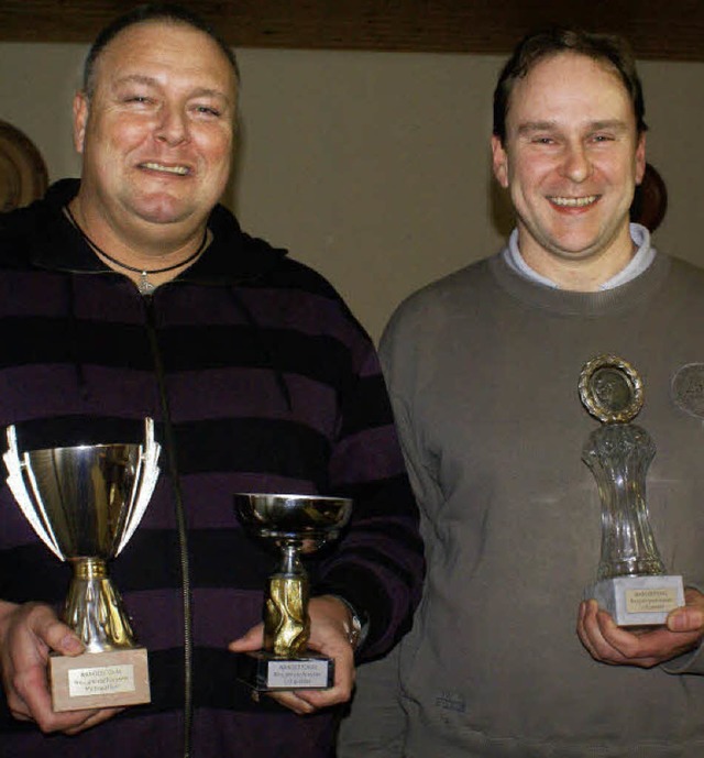 Sieger des Neujahrsschieens sind     Thomas  Ranz (links) und Michael Schmidt   | Foto: WERNER PROBST