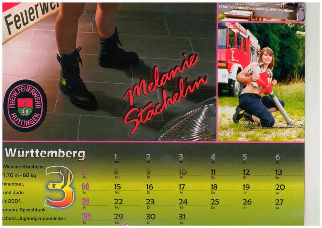 Melanie Stchelin aus Httingen posier...tsche-Feuerwehrfrauen-Kalender&#8220;.  | Foto: Fotostudio Jacqueline