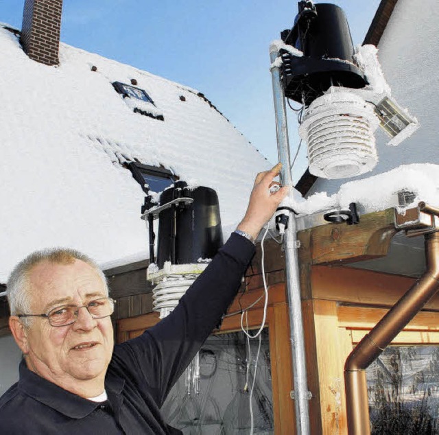 Harald Bttcher und seine Wetterstation   | Foto: BZ