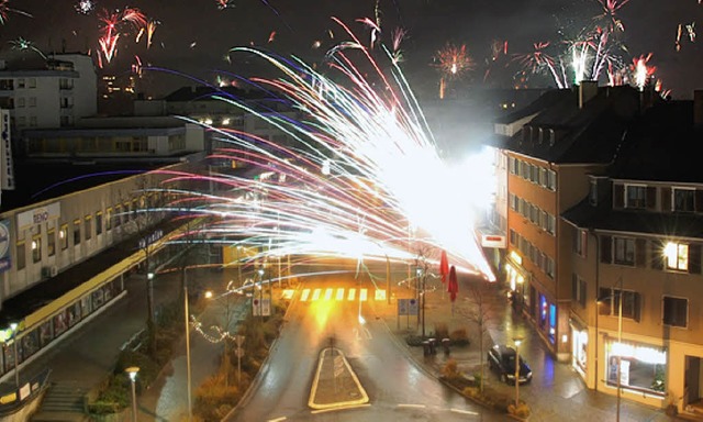 Feuerwerk in der Innenstadt  | Foto: Hannes Lauber