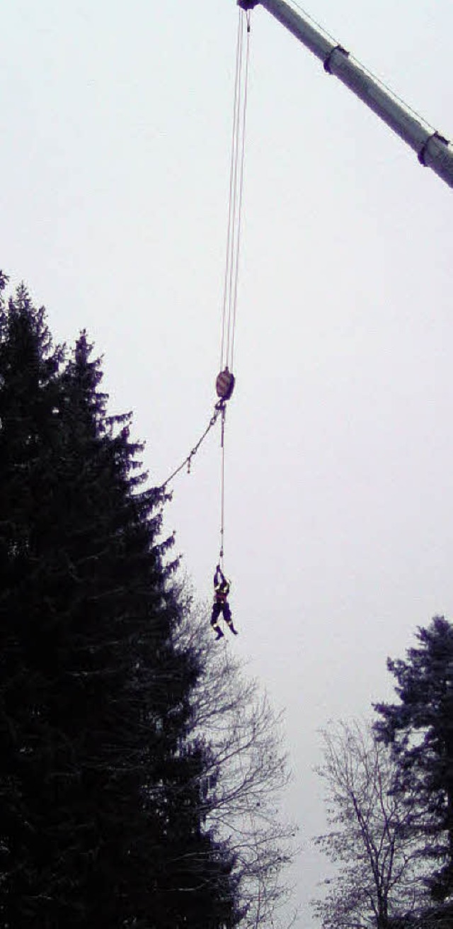 In schwindelerregender Hhe   versah e...Mann  den Narrenbaum mit einer Kette.   | Foto: Privat
